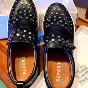 Black studded loafers!